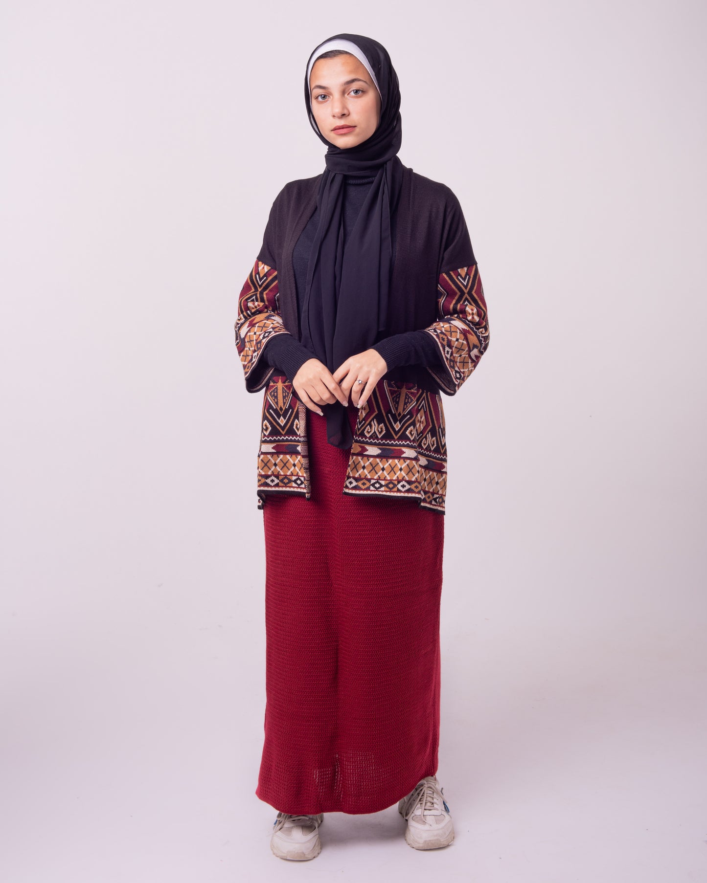 Turkish printed cardigan in black