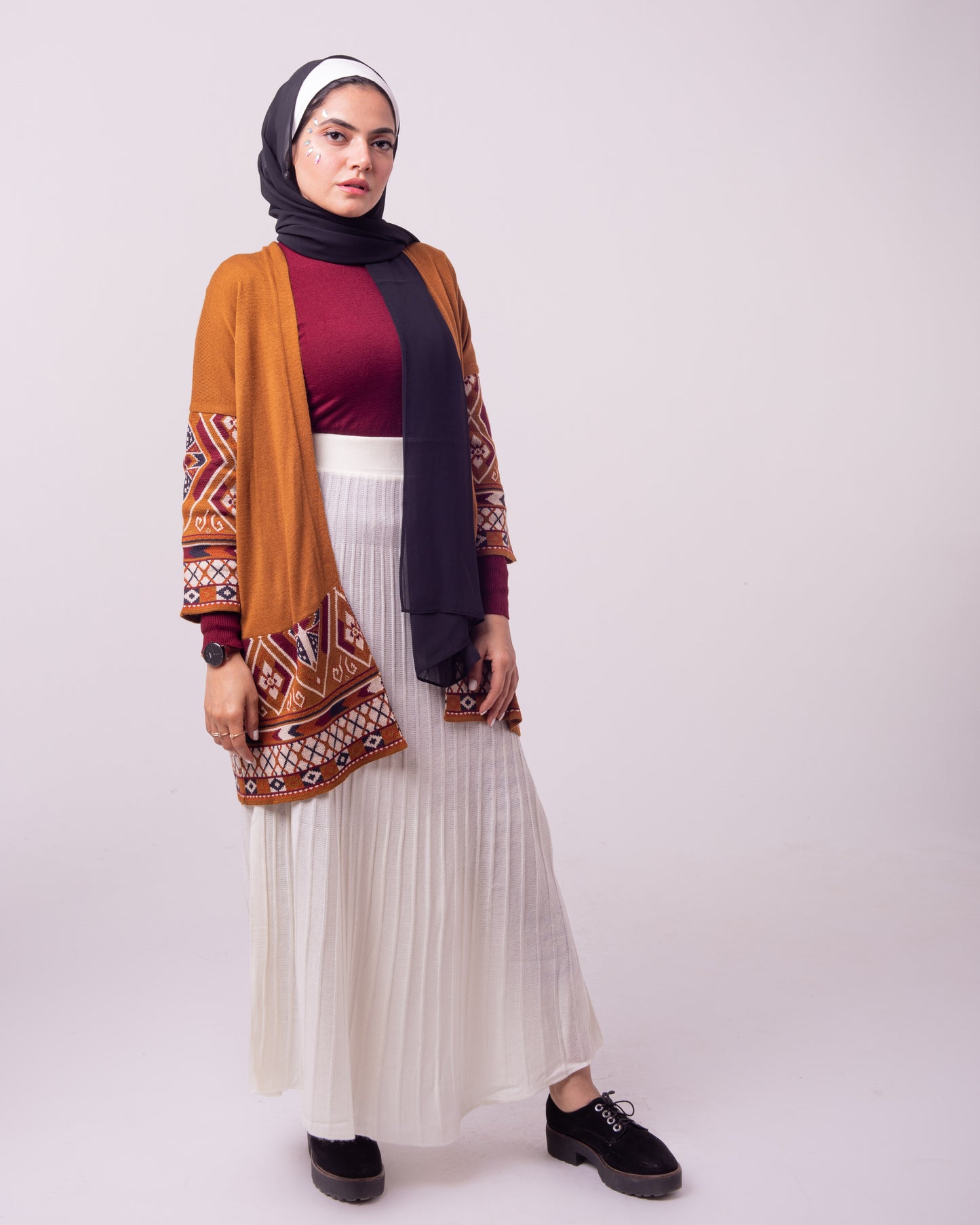 Turkish printed cardigan in bronze