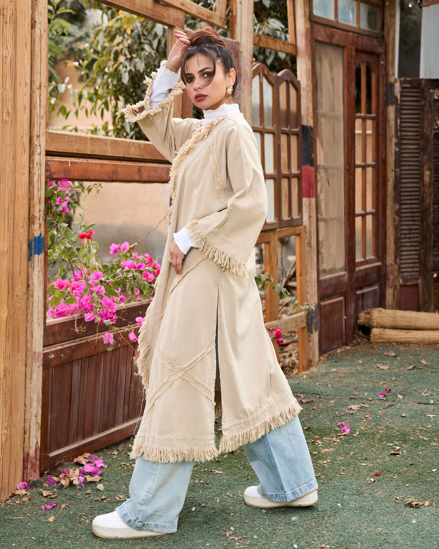 Denim cardigan in beig