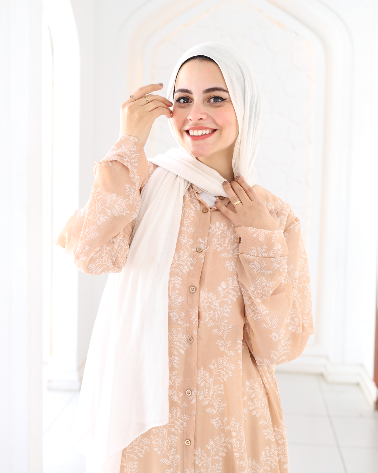 Long Chiffon Shirt In Beige