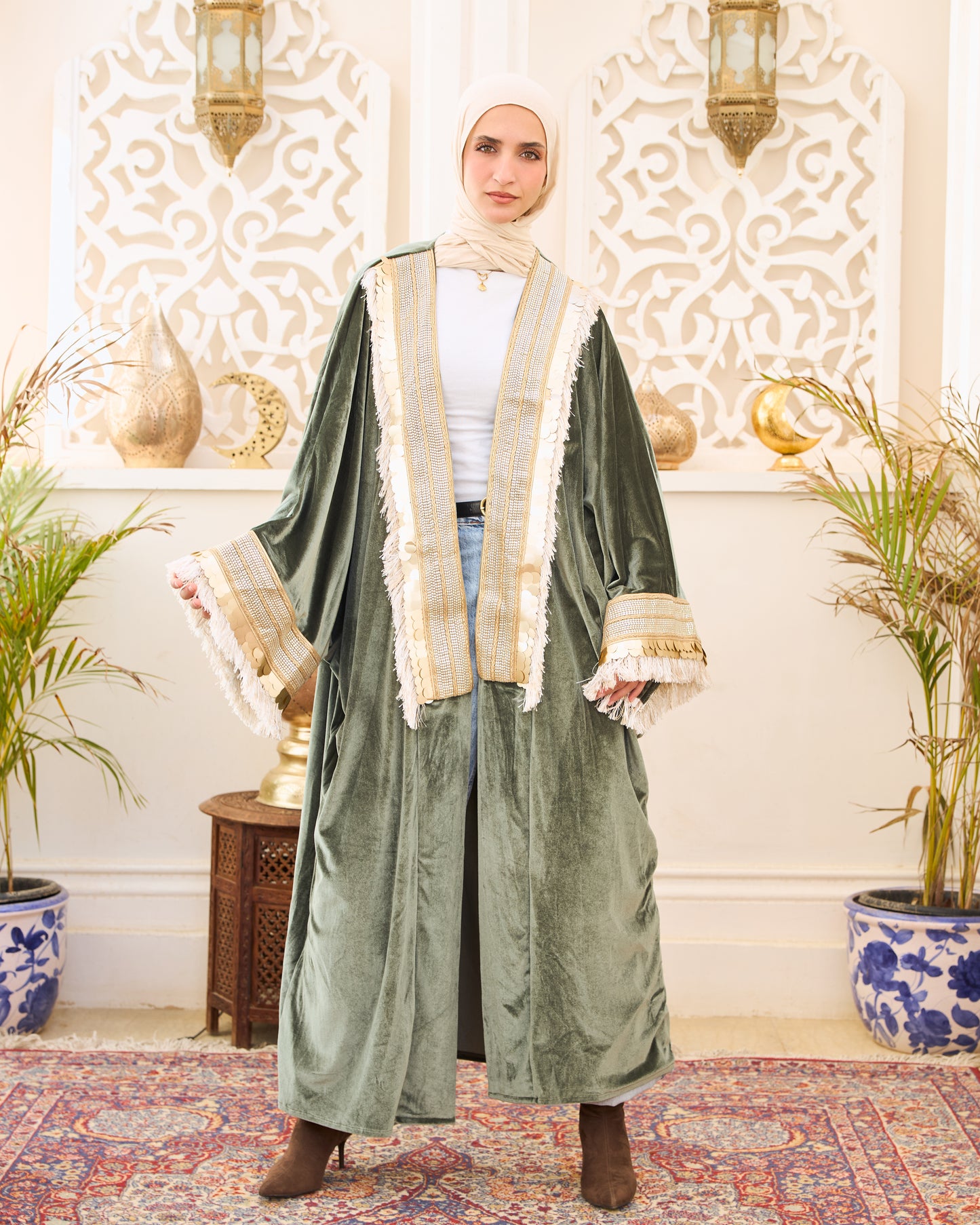 Royal Mint Green Embellished Kaftan – Ramadan Edition