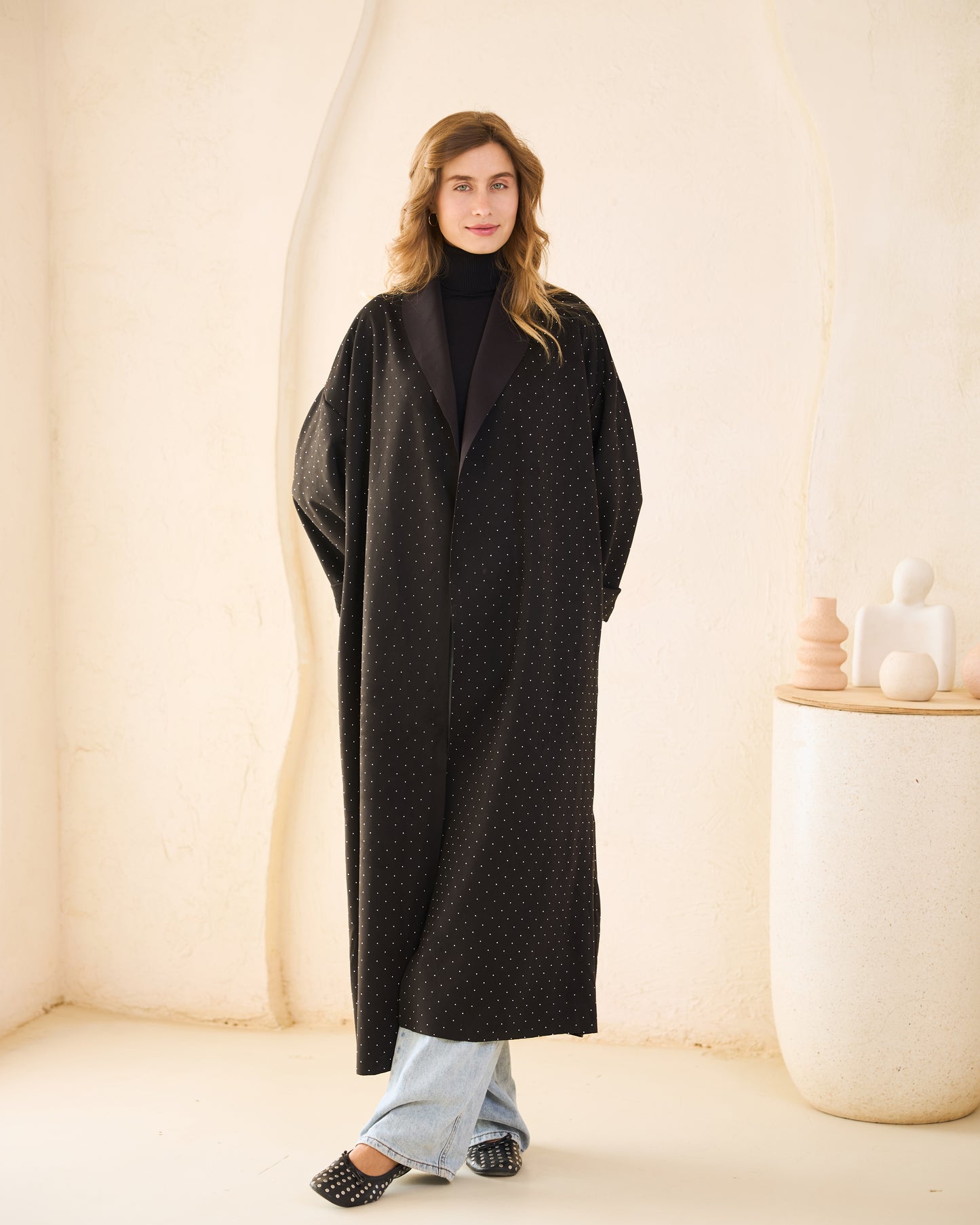 Black Glam Suede Coat