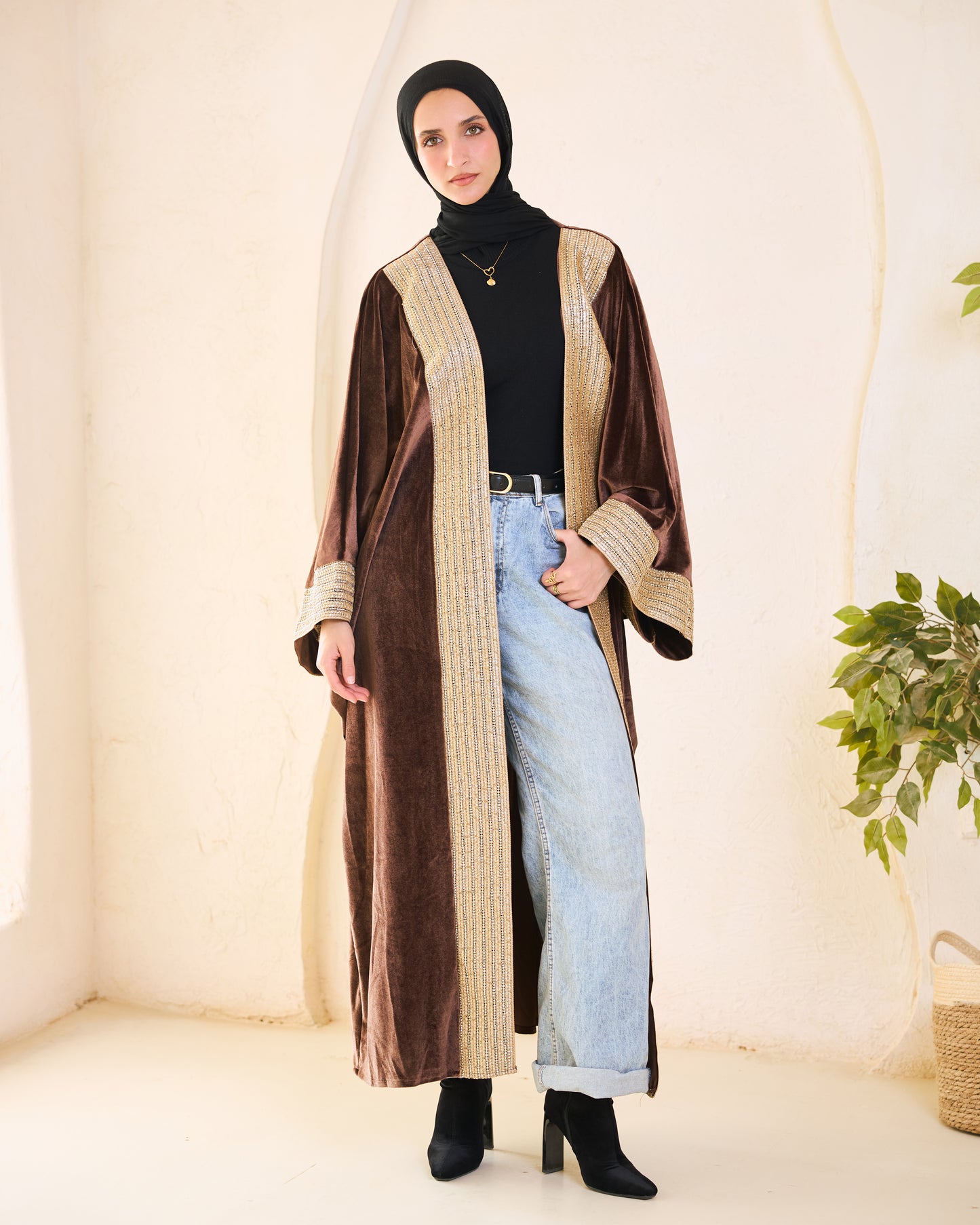 Gilded Mocha Velvet Kaftan