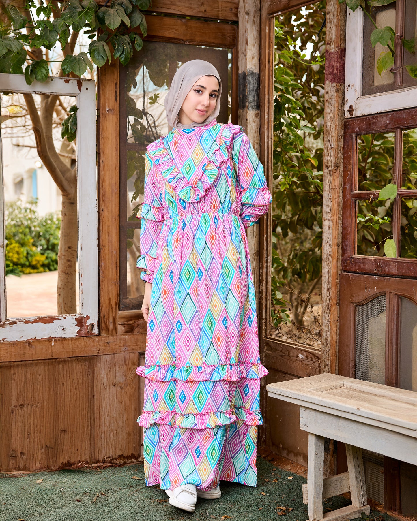 Colorful Ruffled Dress