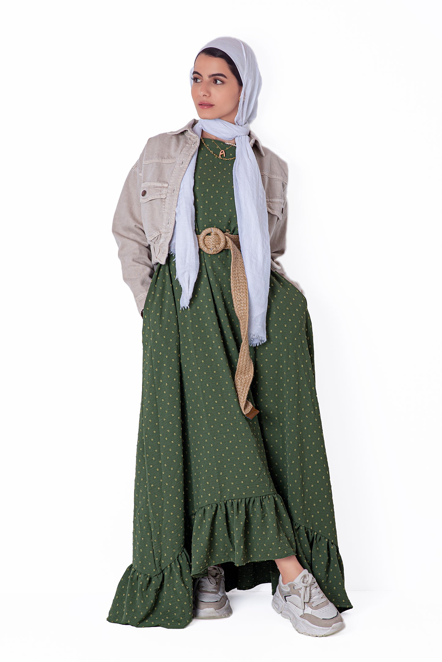 Olive sleeveless dress