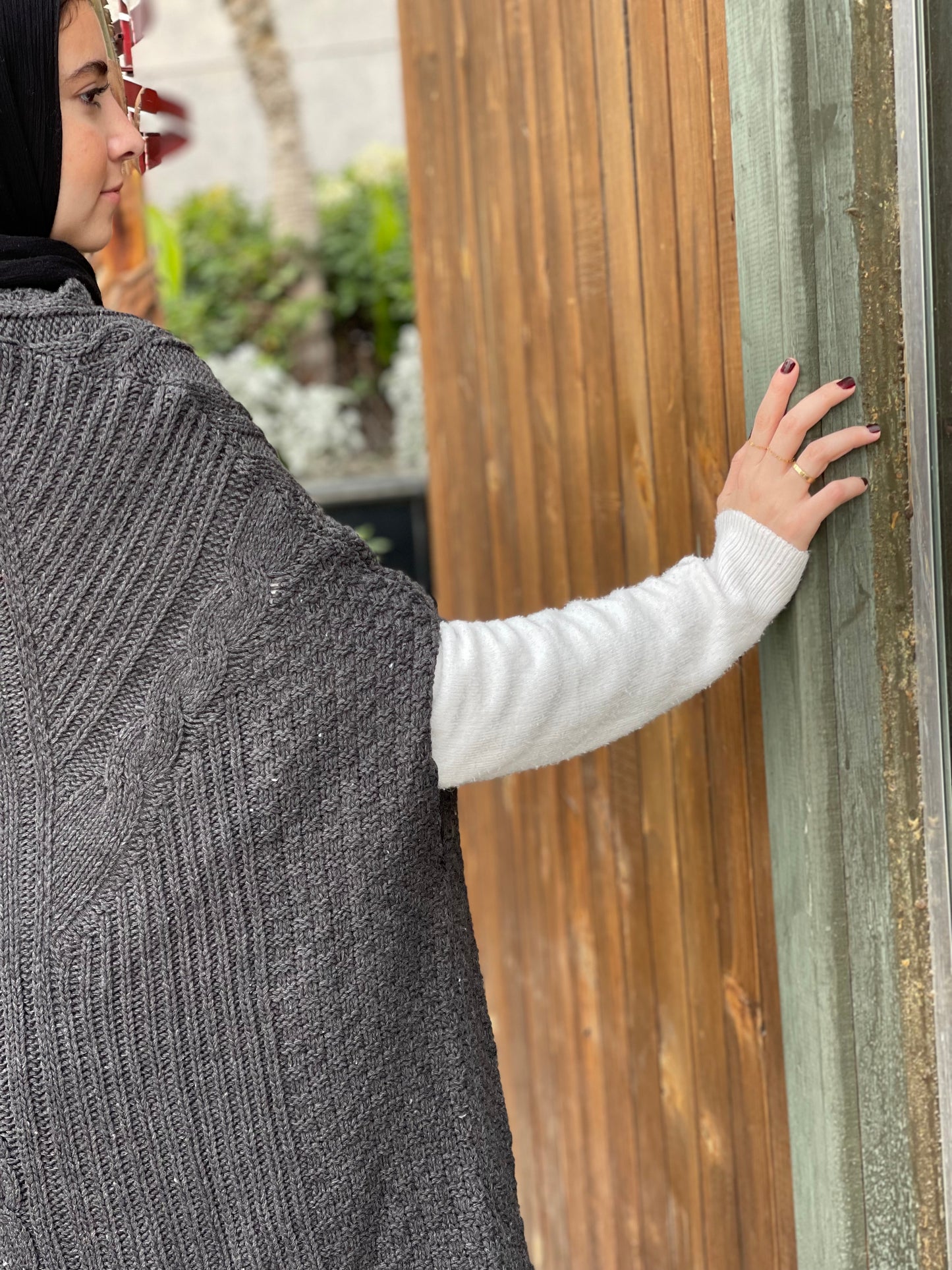 Knitted cap in dark gray