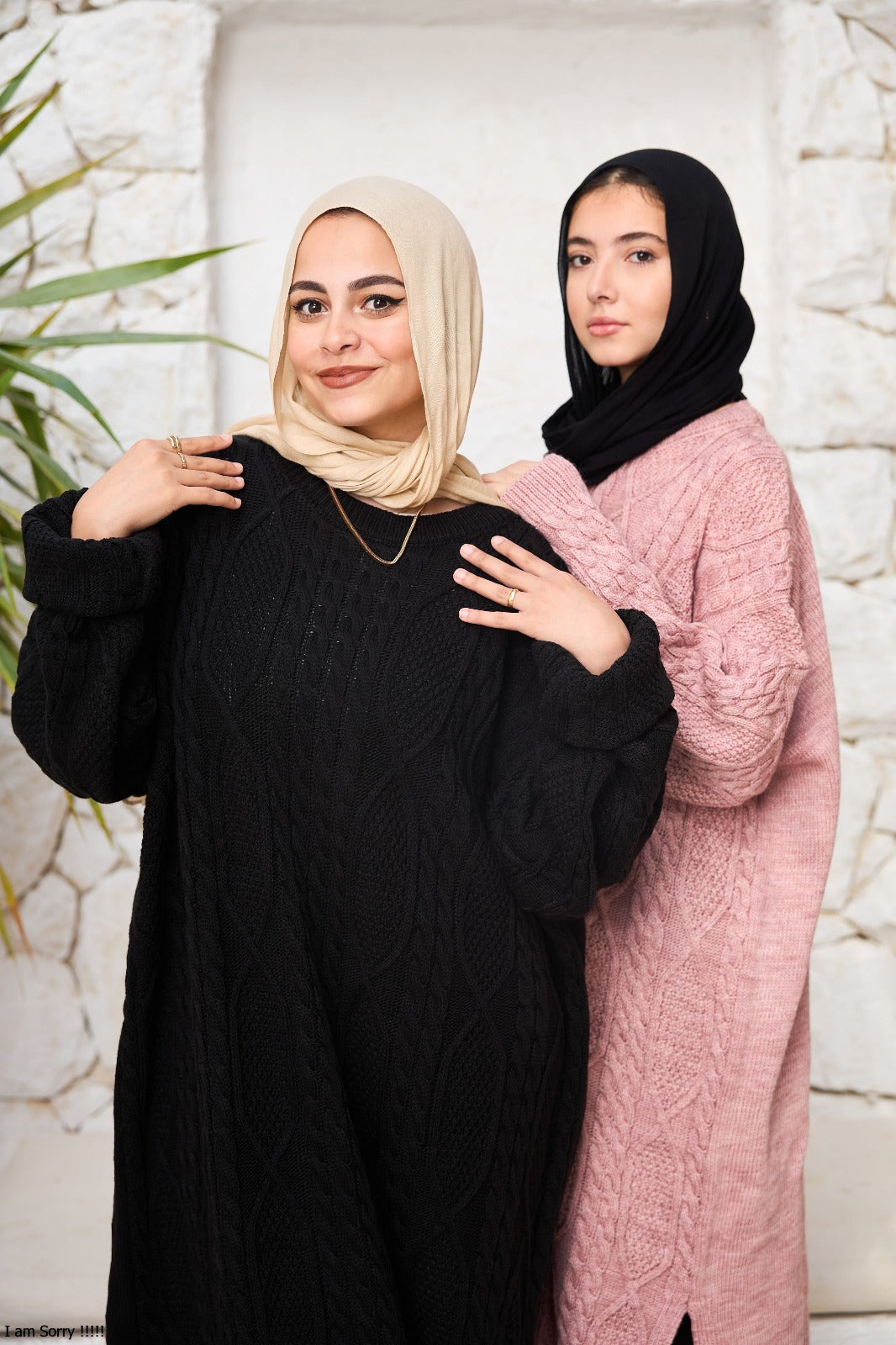 Midi Cable-Knit Dress in Black