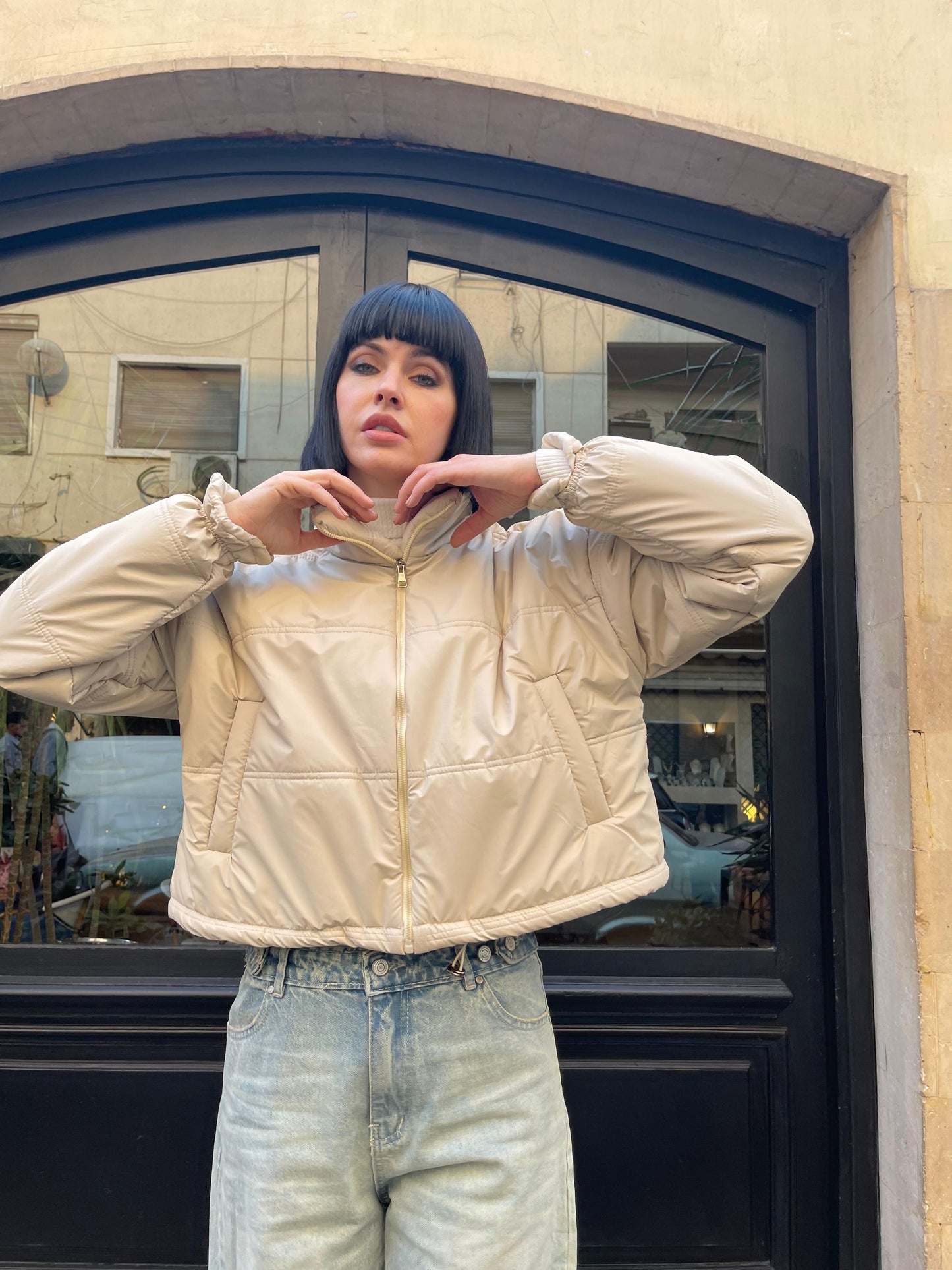 Beige puffer jacket