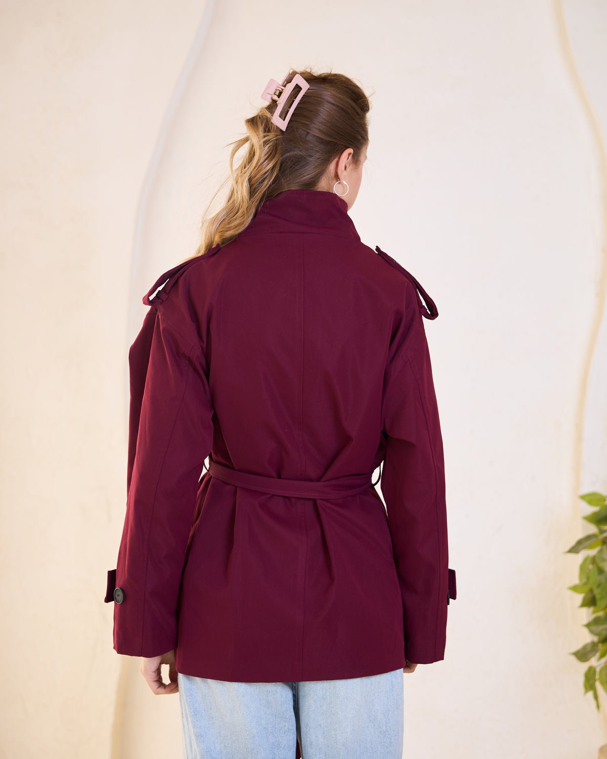 Burgundy Belted jacket