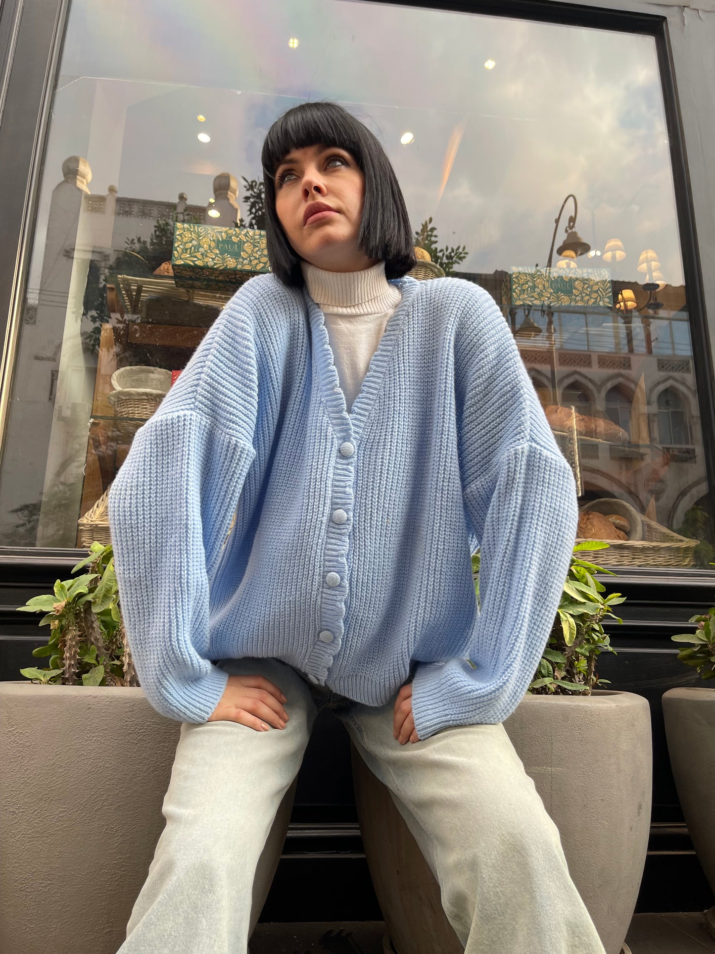 Sky Breeze Knitted Cardigan in baby blue