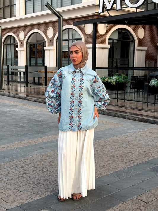 Bloom Embroidered Denim Shirt