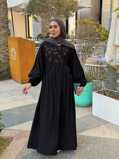 Elena Black Embroidered  Dress