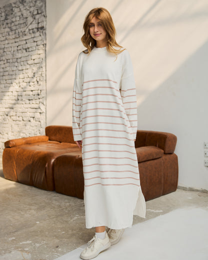 Oversized striped knitted dress