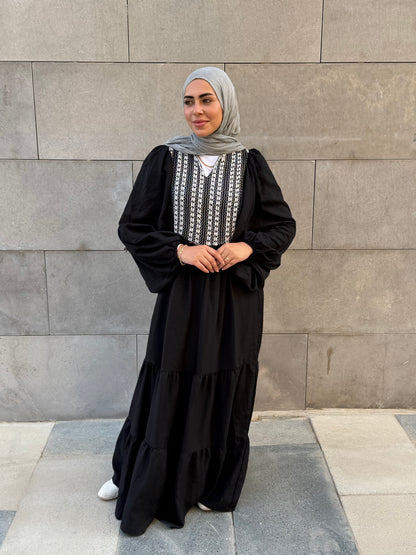 Amara Embroidered Maxi Dress In Black