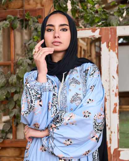 Sky-Blue Paisley Dress