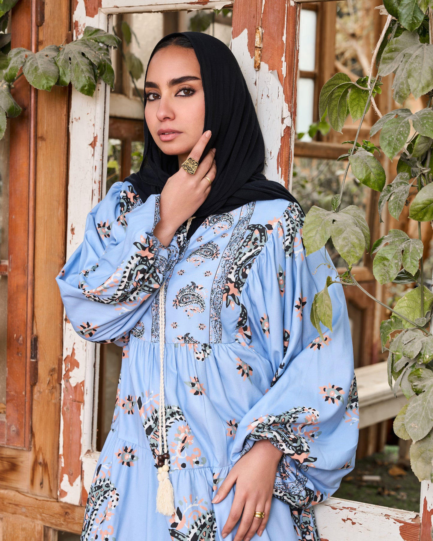 Sky-Blue Paisley Dress