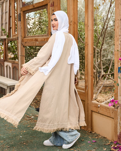 Denim cardigan in bieg