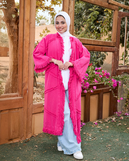 Denim cardigan in hot pink