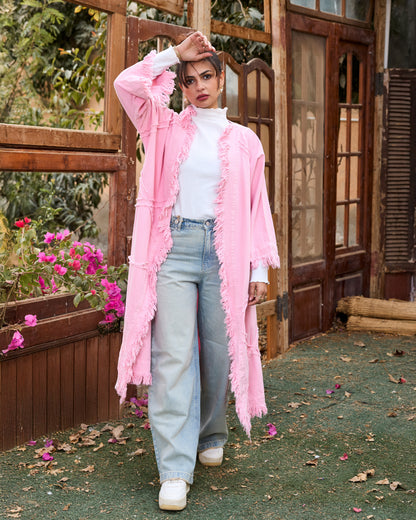 Denim cardigan in pink