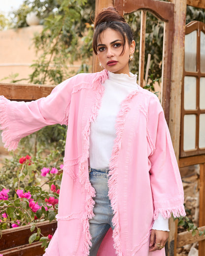 Denim cardigan in pink