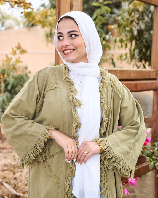 Denim cardigan in olive