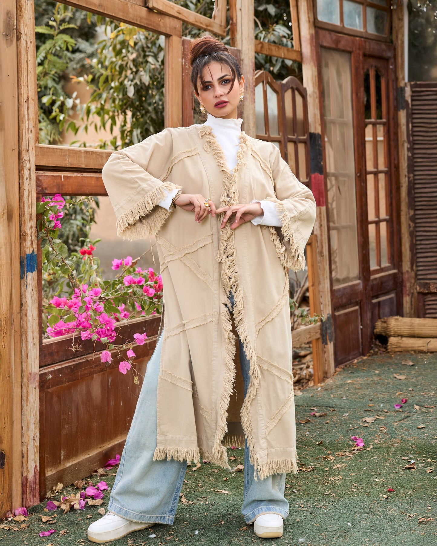 Denim cardigan in beig