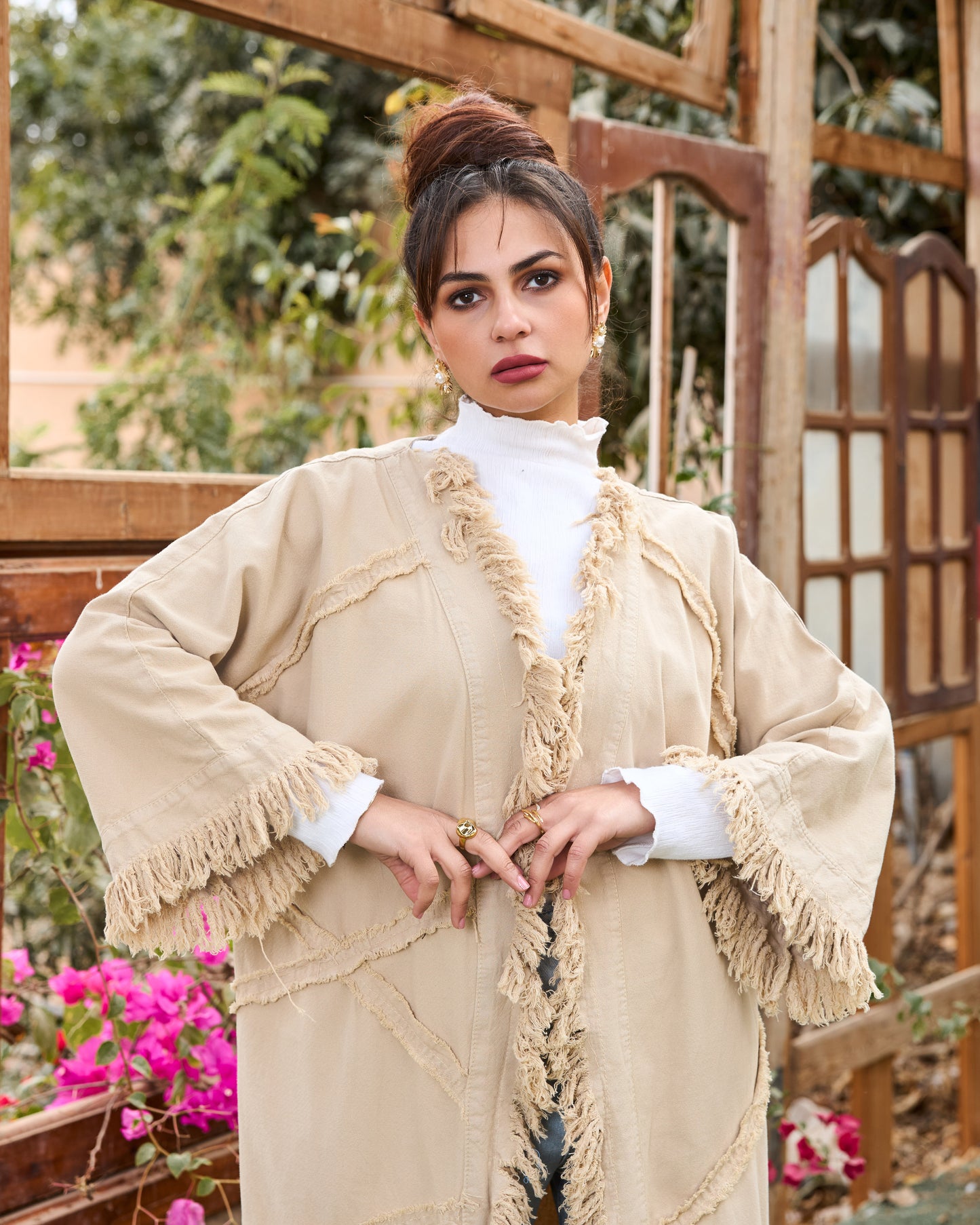 Denim cardigan in beig