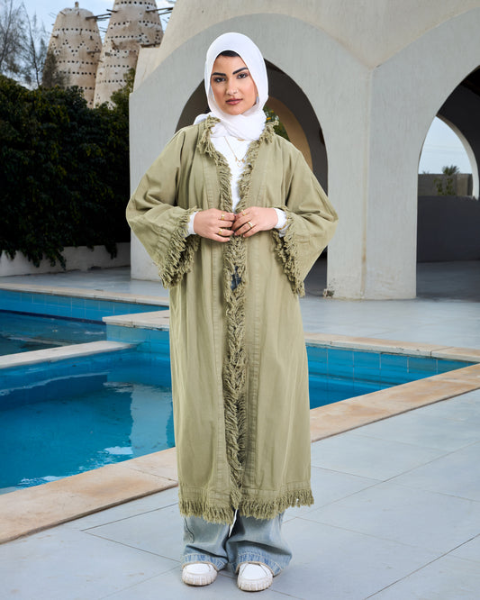 Denim cardigan in olive 🫒