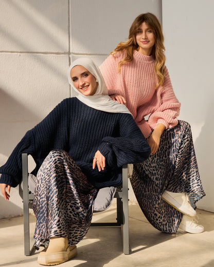 Oversized Chunky Knit Sweater in Rose