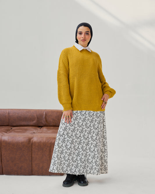 Oversized Chunky Knit Heavy Sweater in Mustard Yellow