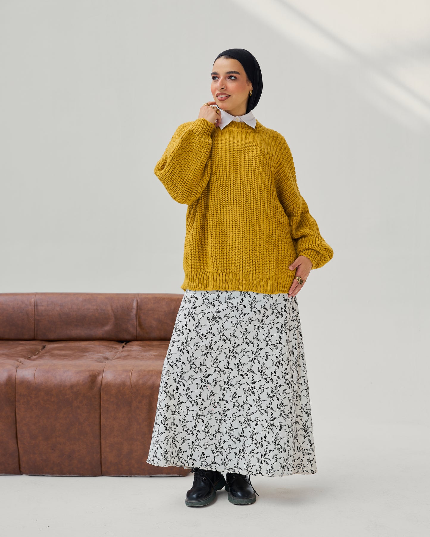 Oversized Chunky Knit Heavy Sweater in Mustard Yellow