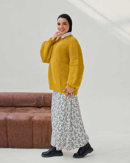 Oversized Chunky Knit Heavy Sweater in Mustard Yellow