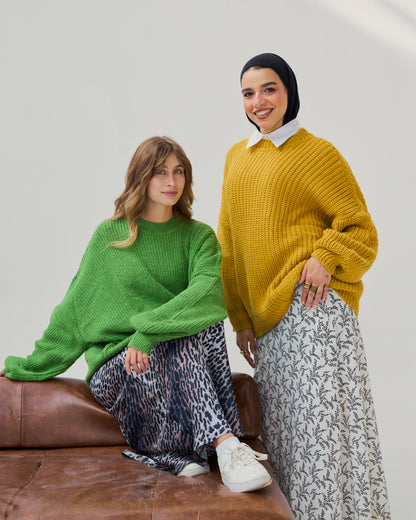Oversized Chunky Knit Heavy Sweater in Mustard Yellow