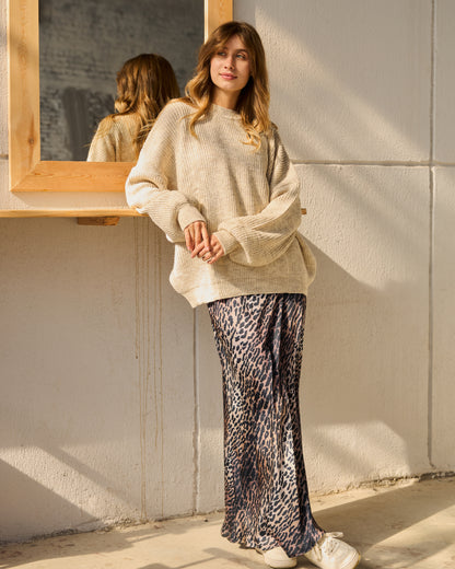 Oversized Chunky Knit Sweater in Beige