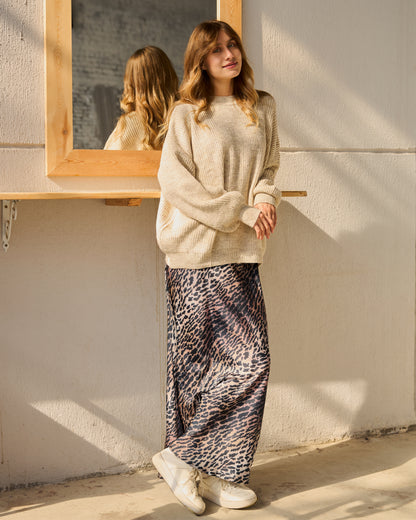 Oversized Chunky Knit Sweater in Beige