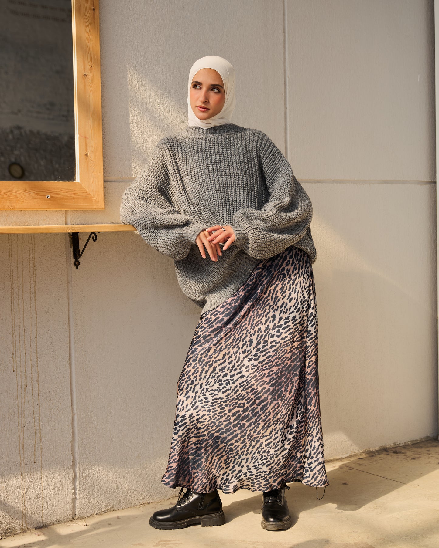 Oversized Chunky Knit Heavy  Sweater in Grey