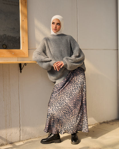 Oversized Chunky Knit Heavy  Sweater in Grey