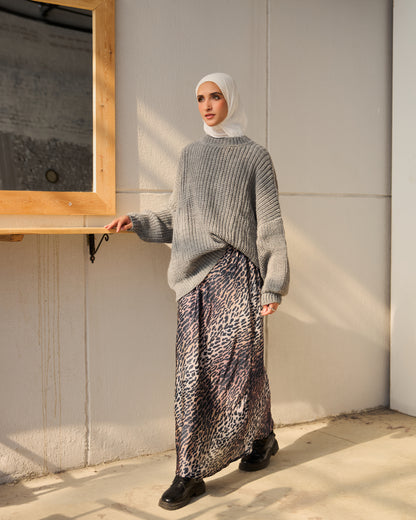 Oversized Chunky Knit Heavy  Sweater in Grey