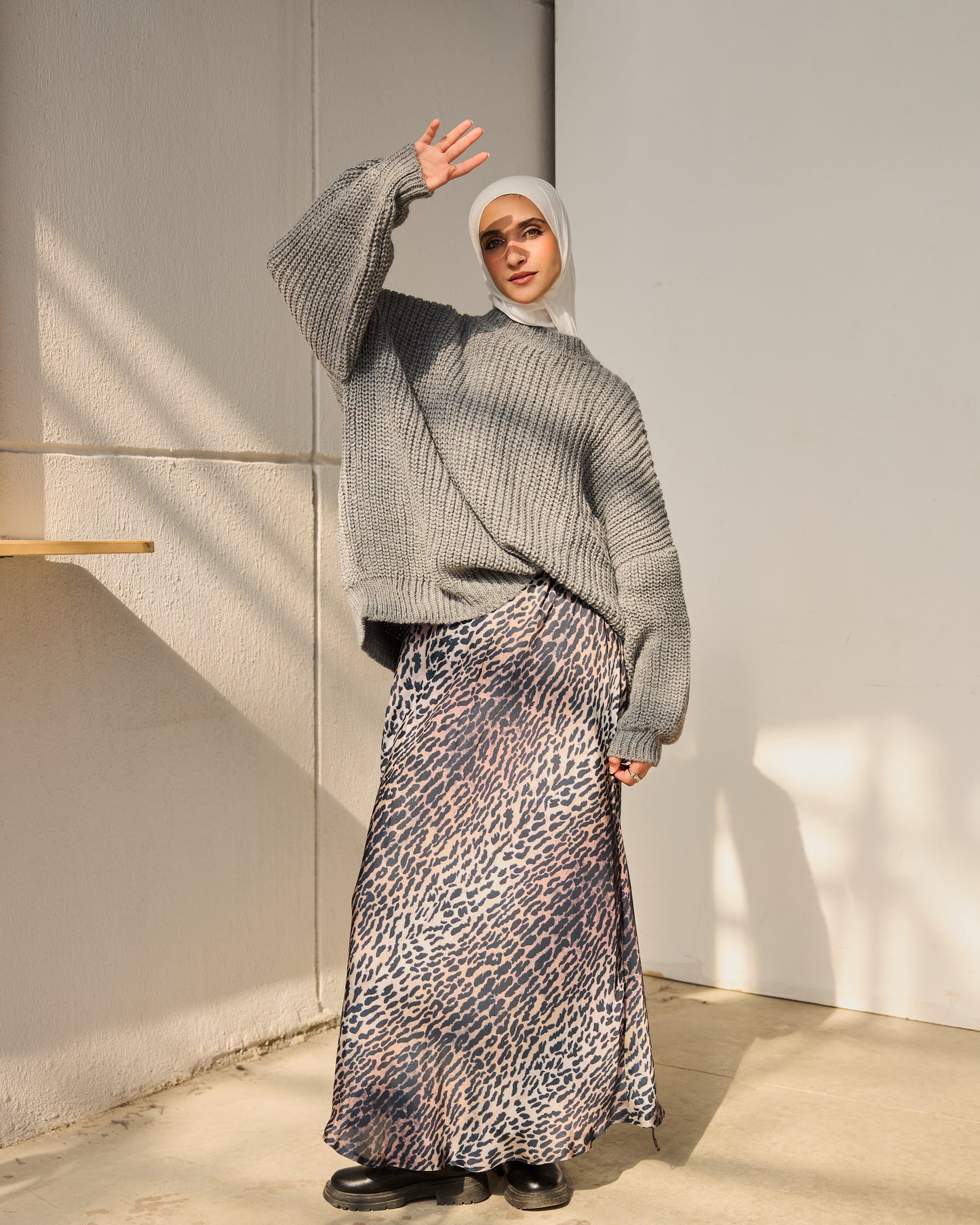 Oversized Chunky Knit Heavy  Sweater in Grey