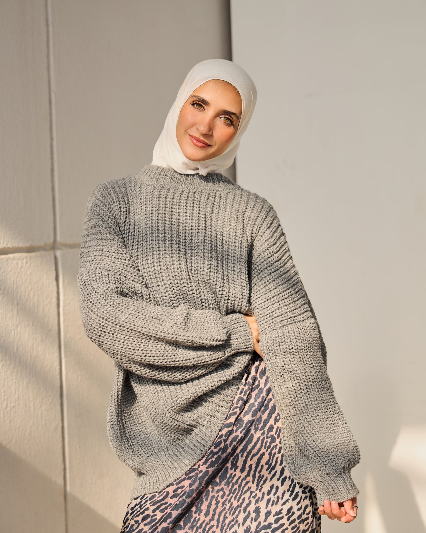 Oversized Chunky Knit Heavy  Sweater in Grey