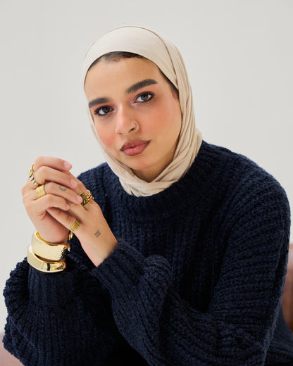 Oversized Chunky Knit Sweater in Dark Blue