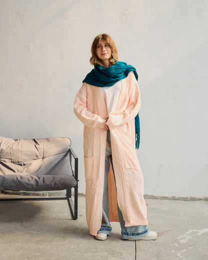 Cable-Knit Scarf in Deep Teal