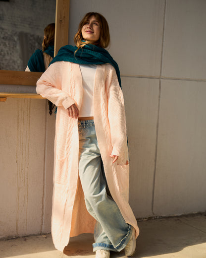 Cable-Knit Scarf in Deep Teal