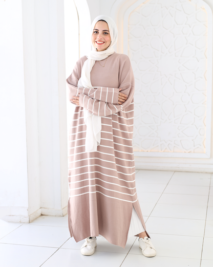 Stripped Dress in cafe