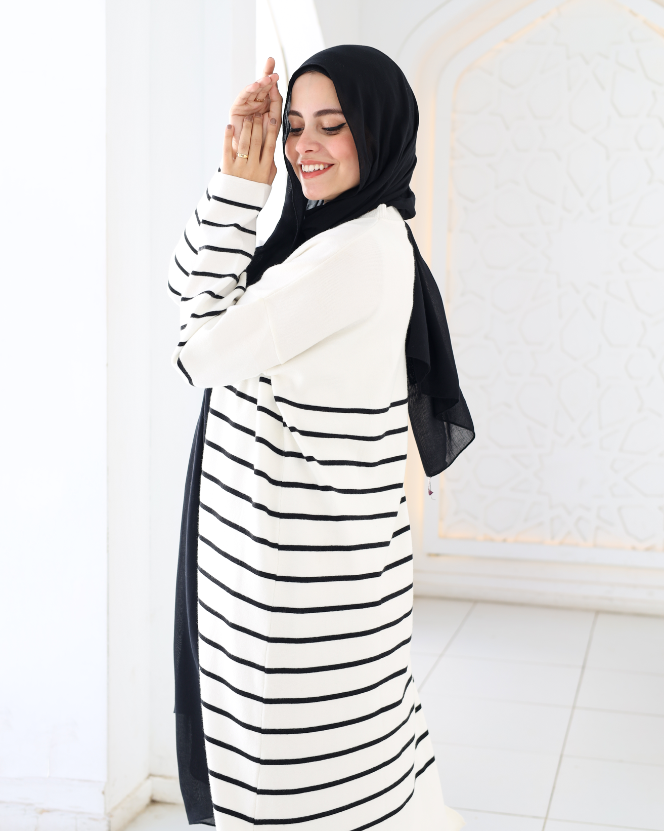 Stripped Dress in white