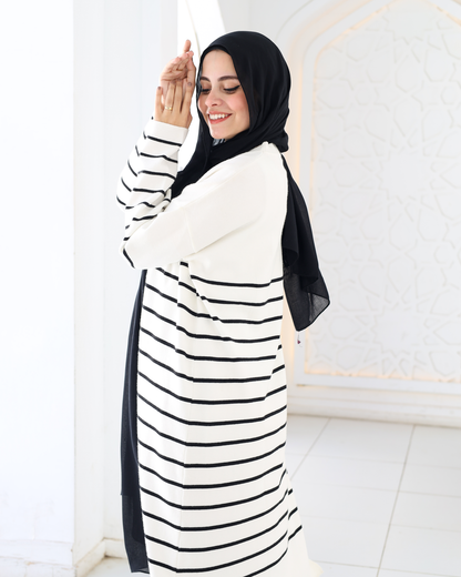 Stripped Dress in white