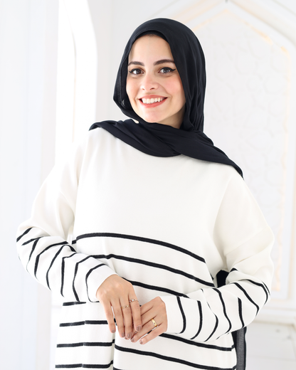 Stripped Dress in white