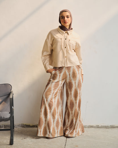 Faux Suede Shirt Jacket in Beige