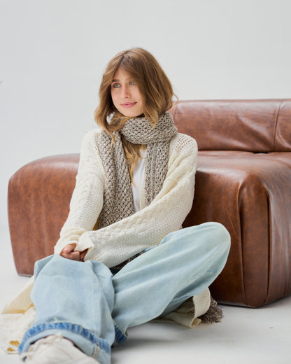 Midi Cable-knit Cardigan in Off-white