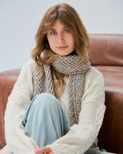 Midi Cable-knit Cardigan in Off-white